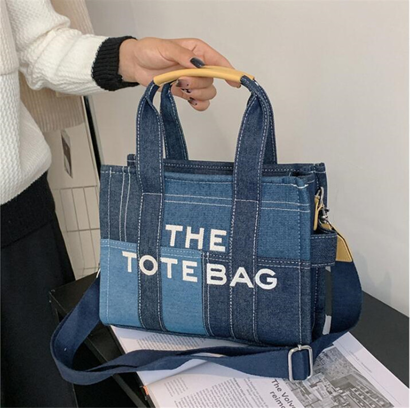 Fashion Patchwork Denim Tote Bag Designer Letters Women Handbags Luxury Shoulder Crossbody Bags Casaul Big Shopper Purses 2022