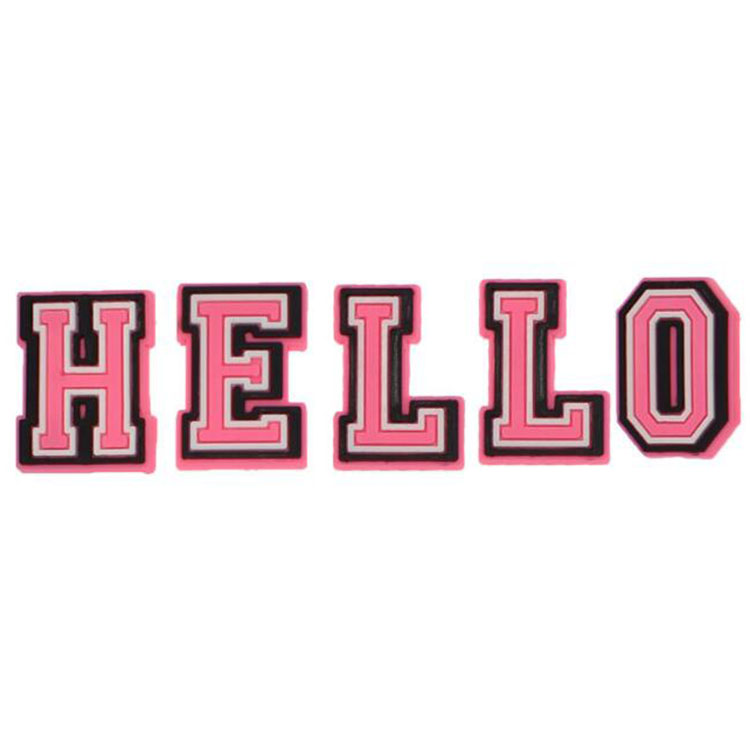 DIY custom English letter garden shoe charms pvc pink soft rubber decoration buckle for clog bracelet wristband charm