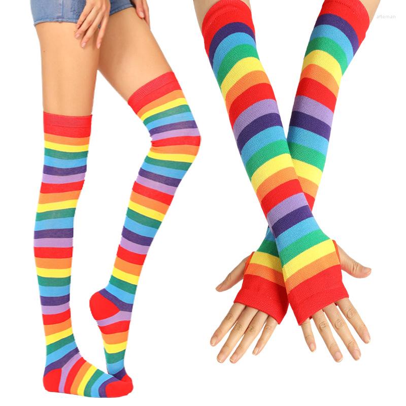Women Socks Colorful Rainbow Stockings Thigh Knee Warm Striped Arm Warmer Gloves Christmas Gifts Lolita Cosplay Costume, Black
Women Socks Colorful Rainbow Stockings Thigh Knee Warm Striped Arm Warmer Gloves Christmas Gifts Lolita Cosplay Costume, Black