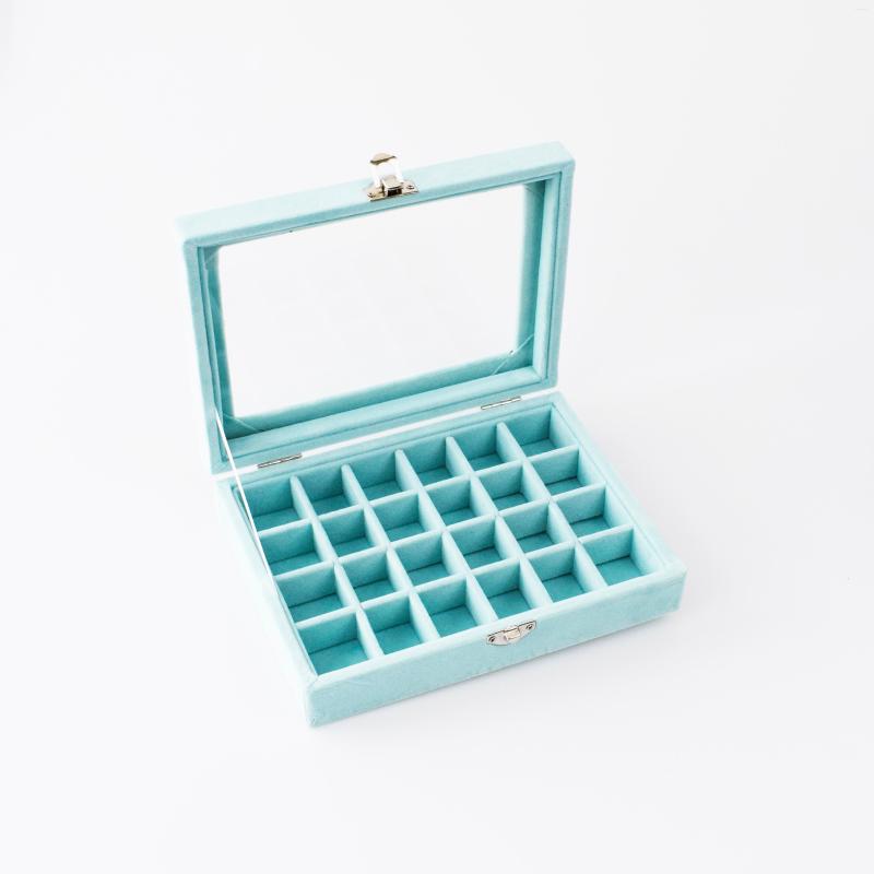 Jewelry Pouches Blue Velvet 24 Grids Glass Cover With Lock Ring Display Organizer Box Tray Holder Earring Storage Case Bracelet Showcase
Jewelry Pouches Blue Velvet 24 Grids Glass Cover With Lock Ring Display Organizer Box Tray Holder Earring Storage Case Bracelet Showcase
