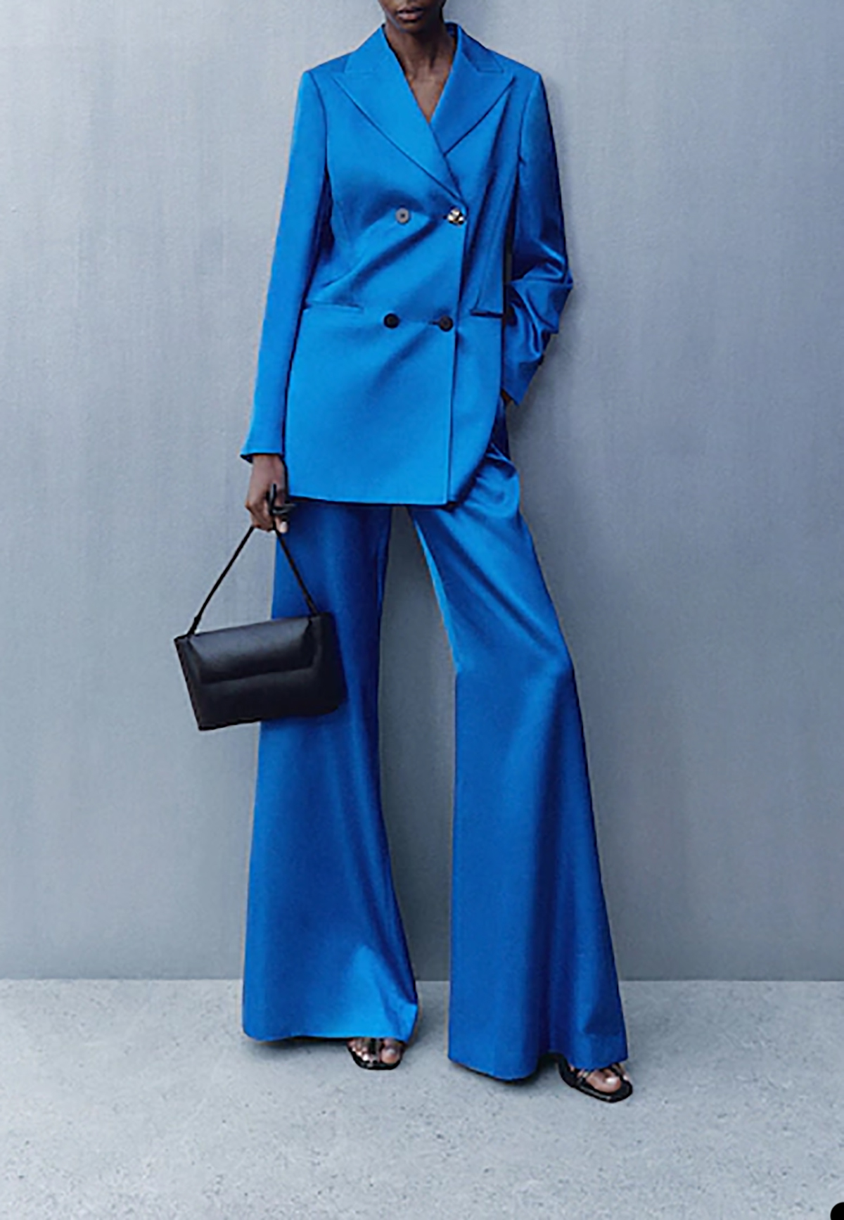 Street Style Women Pants Suits Loose Leisure Blue Wedding Tuxedos Prom Evening Party Wide Leg Wear 2 Pieces