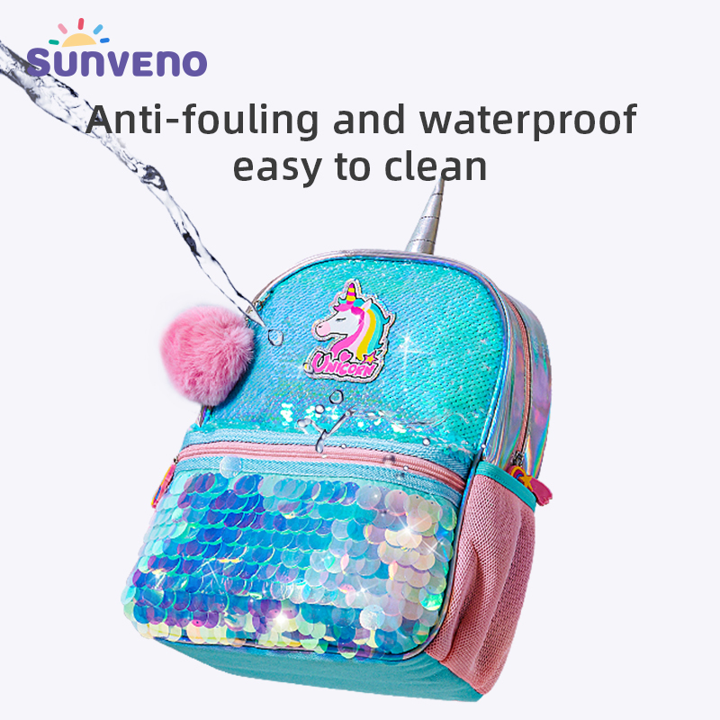 Backpacks Sunveno Unicorn And Dinosaur School Bags Reversible Sequin Bag Backpack Kindergarten Schoolbag Gift For Girls Boys 221203