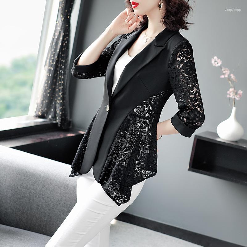 Women' Suits Mrs. Thin Suit Short Jacket Summer Lace Splicing Fashion Temperament Slim Outer Black Women Blazer
Women' Suits Mrs. Thin Suit Short Jacket Summer Lace Splicing Fashion Temperament Slim Outer Black Women Blazer