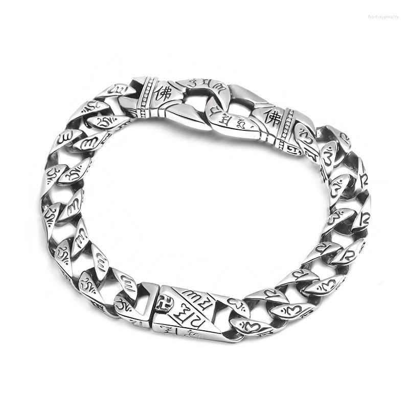 Link Bracelets Punk Chinese Buddha Stainless Steel Bracelet Man Metal Buddhism Om Mantras Prayer Braclet Gifts For Men
Link Bracelets Punk Chinese Buddha Stainless Steel Bracelet Man Metal Buddhism Om Mantras Prayer Braclet Gifts For Men