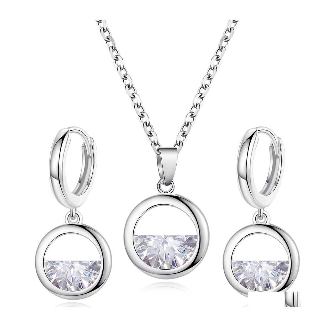 Earrings Necklace Europe Jewelry Set Womens Zircon Pendant Simple Necklace Earrings Drop Delivery Sets Dhkzi, As silver
Earrings Necklace Europe Jewelry Set Womens Zircon Pendant Simple Necklace Earrings Drop Delivery Sets Dhkzi, As silver