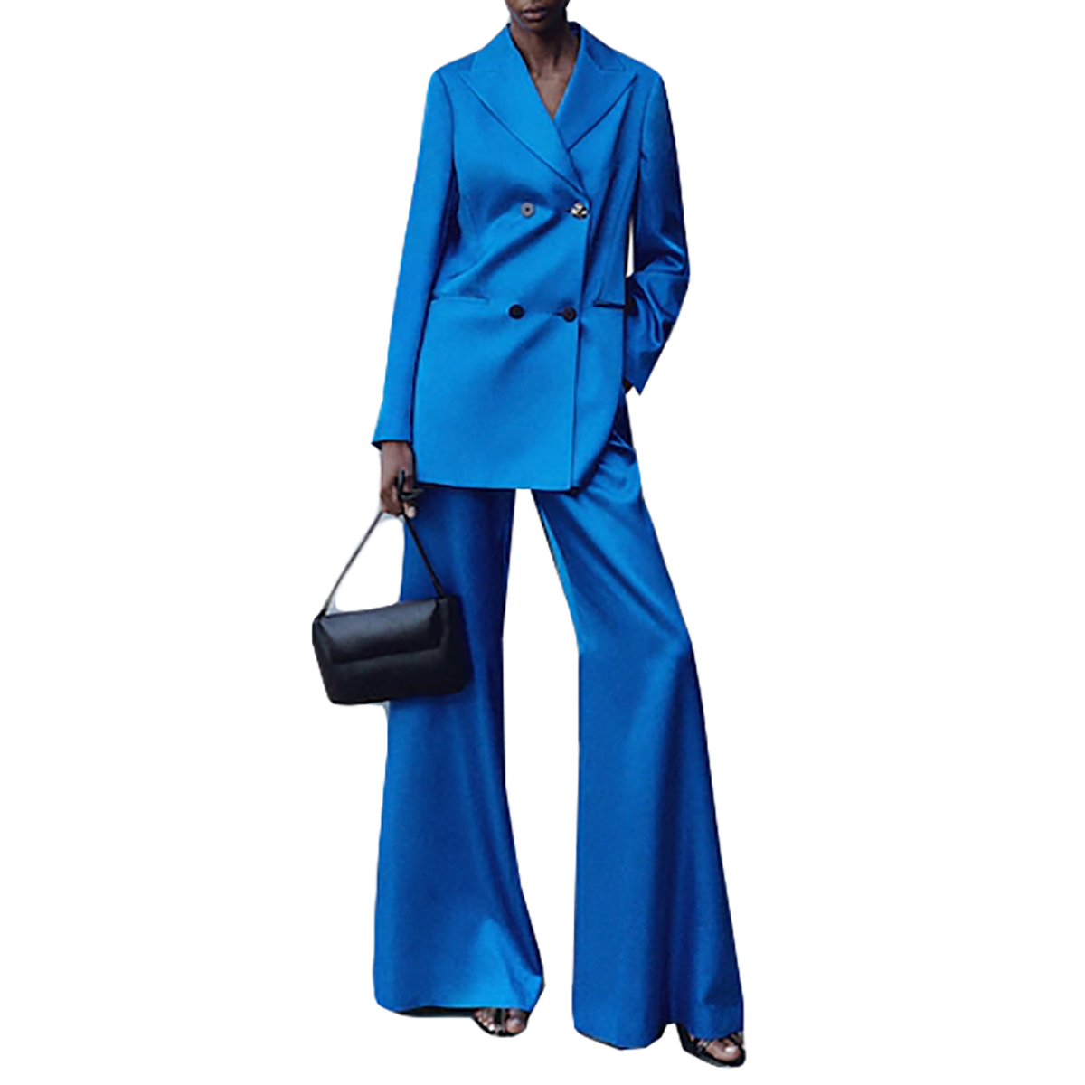 Street Style Women Pants Suits Loose Leisure Blue Wedding Tuxedos Prom Evening Party Wide Leg Wear 2 Pieces