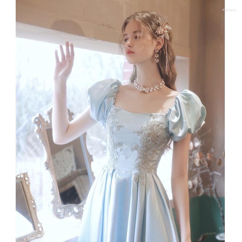 Runway Dresses Graceful Blue Celebrity Square Collar A-Line Appliques Puff Sleeves Satin Long Formal Evening Banquets Party Prom Gowns, Photo color
Runway Dresses Graceful Blue Celebrity Square Collar A-Line Appliques Puff Sleeves Satin Long Formal Evening Banquets Party Prom Gowns, Photo color