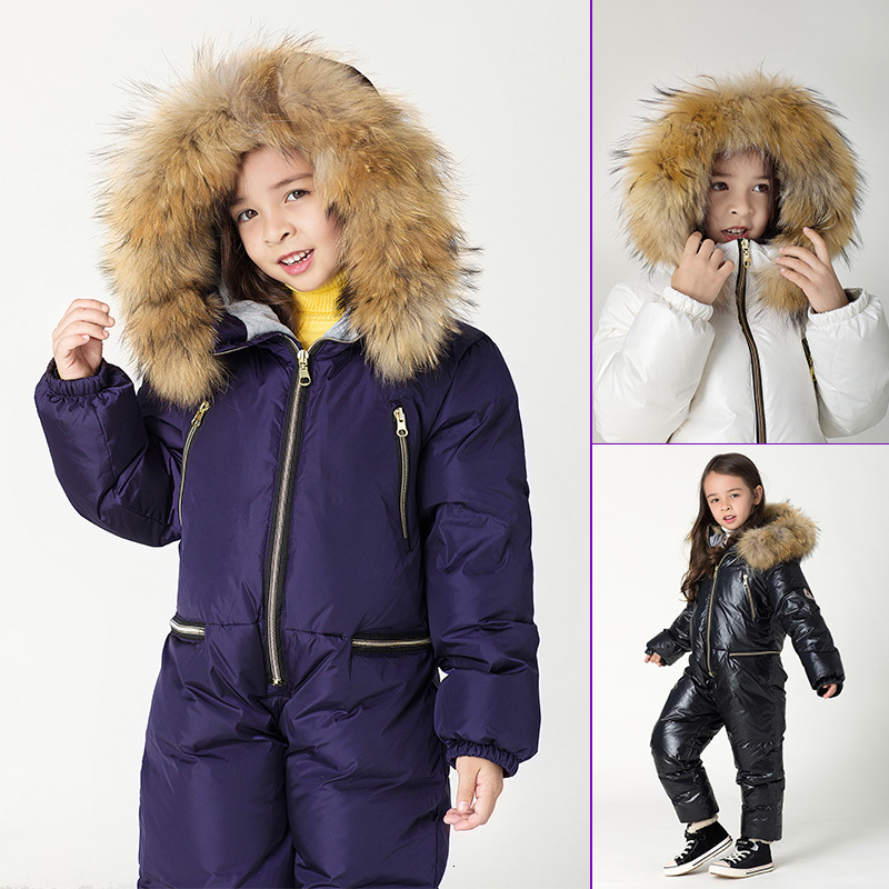 Down Coat Large size children's jumpsuit down jacket Winter boys ski suit Girls thick warm winter outwear kids siamese Jacket 221203