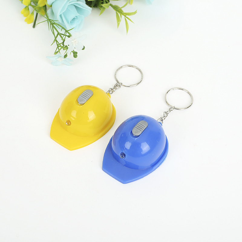 Creative Safety Hat Bottle Opener Keychain Flashlight Keychain Pendant Promotional Gift Keyring Key Chain Custom Logo