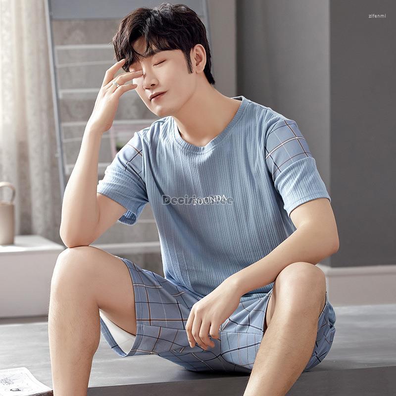 Men's Sleepwear 2022 Summer Men Pajamas Fashion Men's Short Sleeved Home Clothes Suit Knit Round Neck Comfortable Casual Daily Sleep, Color5
Men's Sleepwear 2022 Summer Men Pajamas Fashion Men's Short Sleeved Home Clothes Suit Knit Round Neck Comfortable Casual Daily Sleep, Color5