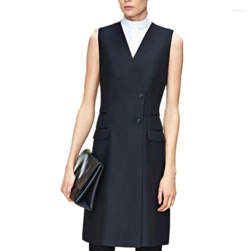 Women' Vests Spring Summer OL Women Notched Sleeveless Blazer Vest Casual Black Slim Waist Coat Long Design
Women' Vests Spring Summer OL Women Notched Sleeveless Blazer Vest Casual Black Slim Waist Coat Long Design