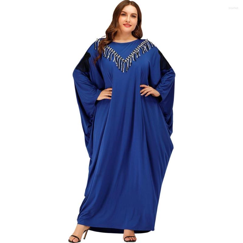 Casual Dresses Muslim Robes Women Batwing Long Sleeve Fringed Loose Swing Maxi Dress Outerwear Blue TJR316
Casual Dresses Muslim Robes Women Batwing Long Sleeve Fringed Loose Swing Maxi Dress Outerwear Blue TJR316