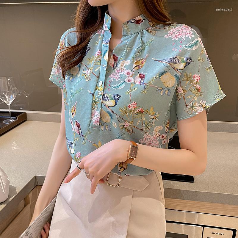 Women' Blouses Blusa Feminina Summer Retro Printed Shirt Short Sleeve OL Tops V Neck Vintage Women Blouse, Ph 
Women' Blouses Blusa Feminina Summer Retro Printed Shirt Short Sleeve OL Tops V Neck Vintage Women Blouse, Ph