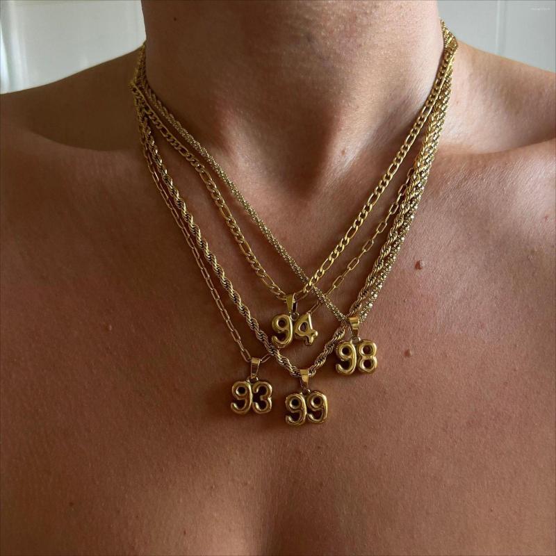 Choker Stainless Steel 90s Angel Number Necklace For Women 90 To 99 Birth Necklaces Collar Chain Vintage Jewelry Birthday Gift