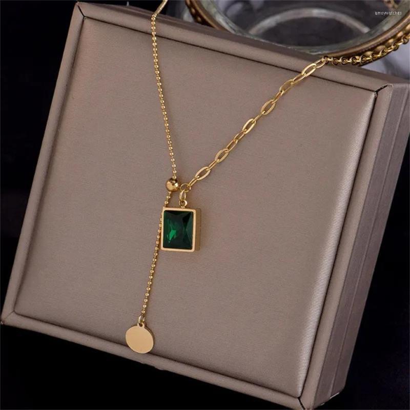 Chains Fashion Luxury Emerald Stainless Steel Gold Necklace For Woman Jewelry Girl's Sexy Clavicle Chain Valentine's Day Gift
Chains Fashion Luxury Emerald Stainless Steel Gold Necklace For Woman Jewelry Girl's Sexy Clavicle Chain Valentine's Day Gift