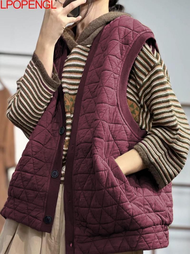 Women's Vests Women's Autumn And Winter Korean Quilted Vest Loose Casual Allmatch Waistcoat Solid Color Single Breasted Vneck Top 221202, Green
Women's Vests Women's Autumn And Winter Korean Quilted Vest Loose Casual Allmatch Waistcoat Solid Color Single Breasted Vneck Top 221202, Green