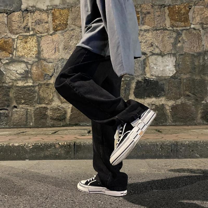 Men's Pants Simple Men Loose Fit Dress Up Anti-pilling High Street Trousers, Black