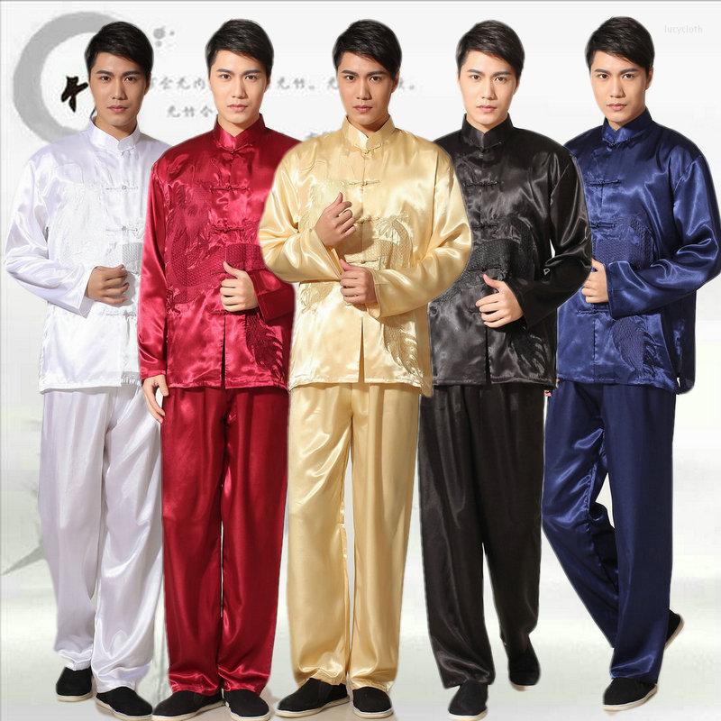 Ethnic Clothing Men Long Sleeve Embroidered Dragon Kungfu Suit Top Pants SatinTai Chi Costume Chinese Traditional Stage Performance 17 
Ethnic Clothing Men Long Sleeve Embroidered Dragon Kungfu Suit Top Pants SatinTai Chi Costume Chinese Traditional Stage Performance 17