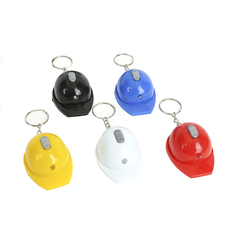 Creative Safety Hat Bottle Opener Keychain Flashlight Keychain Pendant Promotional Gift Keyring Key Chain Custom Logo