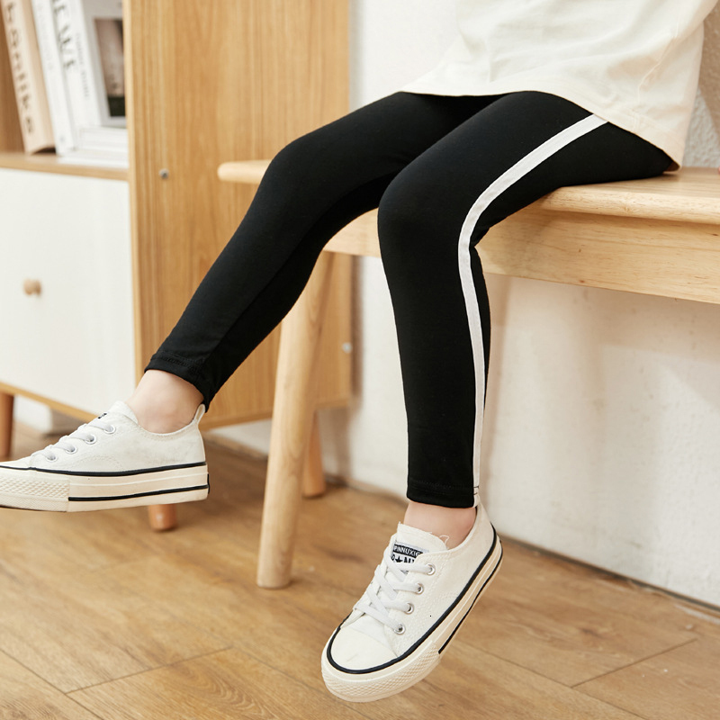 Leggings Tights 2 16 Years Pure Color Stripes For Girls Kids Teeagers Trousers Children Clothes Modal Black Pencil Pants 221203