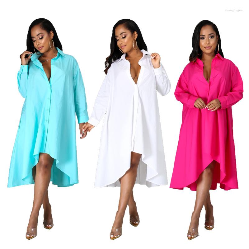 Women's Blouses Casual Ladies Loose Shirt Dress Elegant Long Sleeve Button White Irregular Fall For Women Fashion Modest Street Autumn Style, Blue
Women's Blouses Casual Ladies Loose Shirt Dress Elegant Long Sleeve Button White Irregular Fall For Women Fashion Modest Street Autumn Style, Blue