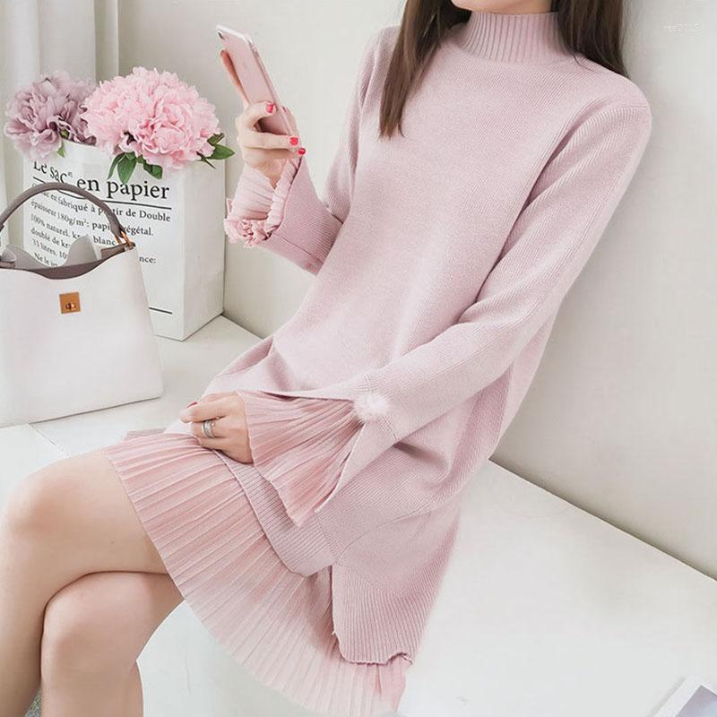 Women's Sweaters Fashio Sweater Mid-Long Half High Collar Chiffon Stitching Fake Two Pieces Pullover Autumn Winter Dress Vestidos, Black
Women's Sweaters Fashio Sweater Mid-Long Half High Collar Chiffon Stitching Fake Two Pieces Pullover Autumn Winter Dress Vestidos, Black