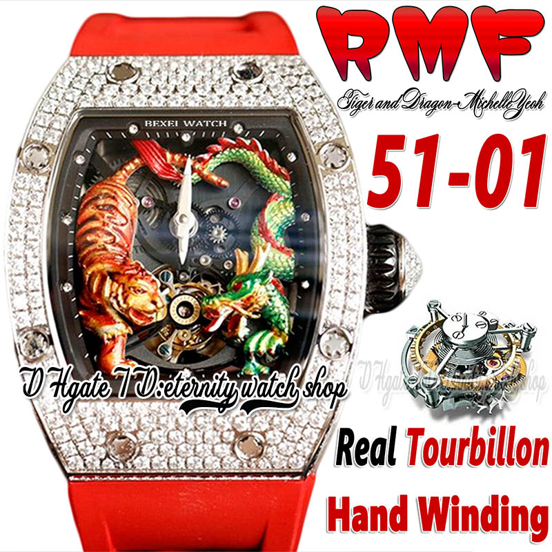 RMF ys51-01 Mens Watch Real Tourbillon Hand Winding 3D Dragon Tiger Totem Painted Dial Diamonds Case Red Rubber Strap 2022 Super Edition Sport eternity Watches, Watch waterproof cost
RMF ys51-01 Mens Watch Real Tourbillon Hand Winding 3D Dragon Tiger Totem Painted Dial Diamonds Case Red Rubber Strap 2022 Super Edition Sport eternity Watches, Watch waterproof cost