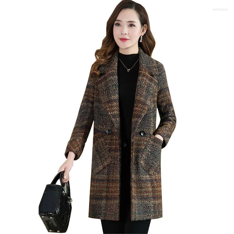 Women's Wool Women Woollen Overcoat Female Quality Mid-Length Plaid Coat Thicken Winter Autumn Double Breasted Coats Outerwear Manteau Femme, Yellow stripe 886
Women's Wool Women Woollen Overcoat Female Quality Mid-Length Plaid Coat Thicken Winter Autumn Double Breasted Coats Outerwear Manteau Femme, Yellow stripe 886