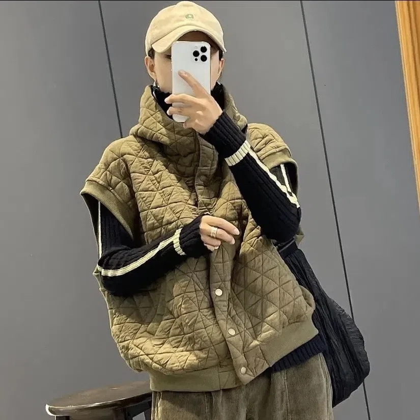Women's Vests Women's Loose Short Sleeve Cotton Padded Jacket Female Hooded Winter Puffer Vest Coat Women's Outerwear Vests 221202, Black