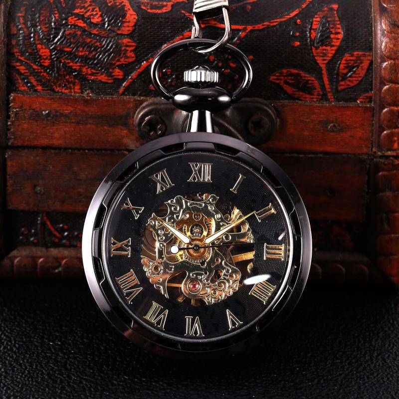 Pocket Watches 8938Black Carved Transparent Glossy Roman Scale Mechanical Large Watch, Black
Pocket Watches 8938Black Carved Transparent Glossy Roman Scale Mechanical Large Watch, Black