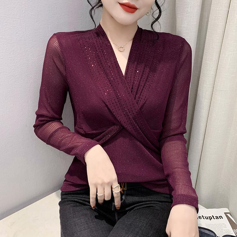 Women's T Shirts 2022 Autumn Winter Long Sleeved V-Neck Women's T-Shirt Fashion Sexy Drilling Mesh Tops Mujer De Moda, Black
Women's T Shirts 2022 Autumn Winter Long Sleeved V-Neck Women's T-Shirt Fashion Sexy Drilling Mesh Tops Mujer De Moda, Black