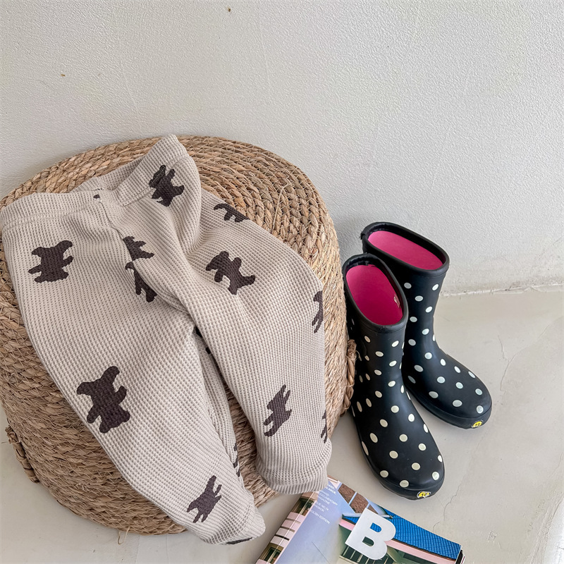 Leggings Tights Winter Children Warm Fleece Cute Cartoon Bear Print Girls Cotton Baby Girl Plus Velvet Thick Pants 221203