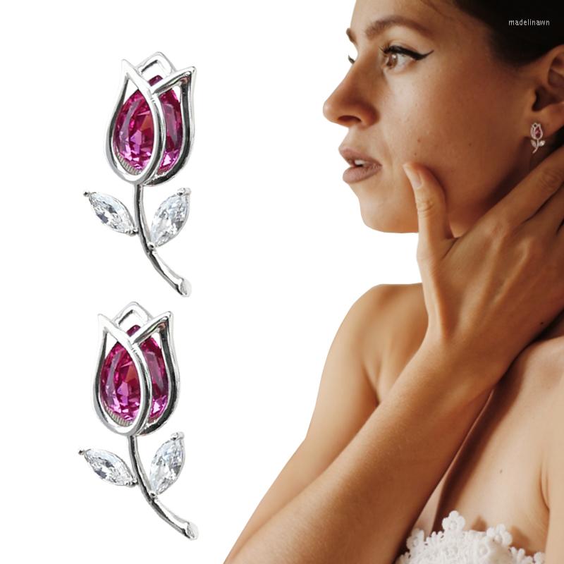 Stud Earrings Authentic 925 Sterling Silver Delicate With Tulips Romantic Crystal Sparkle Flower For Women Brincos
Stud Earrings Authentic 925 Sterling Silver Delicate With Tulips Romantic Crystal Sparkle Flower For Women Brincos