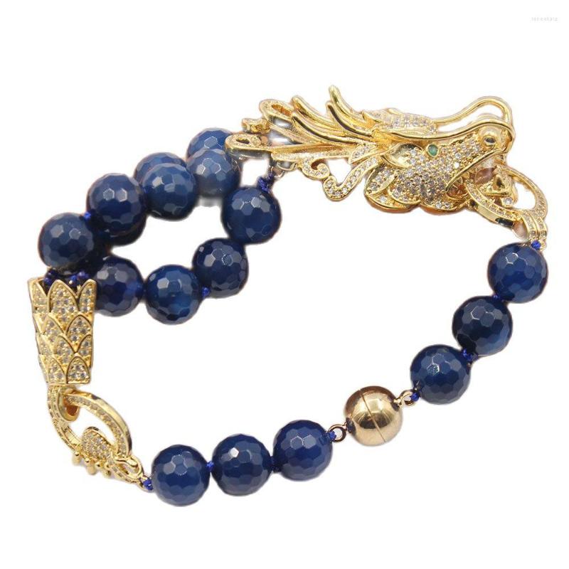 Strand GuaiGuai Jewelry Natural Round Faceted Blue Agate Cz Pave Dragon Connector Bracelet For Women Lady
Strand GuaiGuai Jewelry Natural Round Faceted Blue Agate Cz Pave Dragon Connector Bracelet For Women Lady