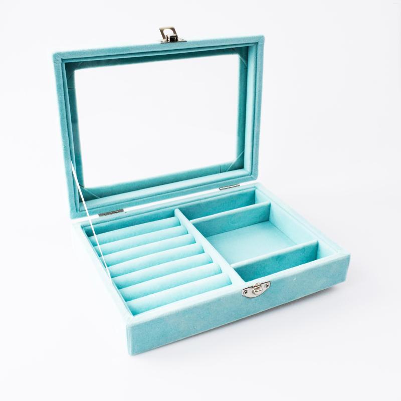 Jewelry Pouches SZanbana Tray Showcase Display Storage Earring Organizer Box Vintage Case Multi-Function Blue Velvet&Clear Lid With Lock
Jewelry Pouches SZanbana Tray Showcase Display Storage Earring Organizer Box Vintage Case Multi-Function Blue Velvet&Clear Lid With Lock
