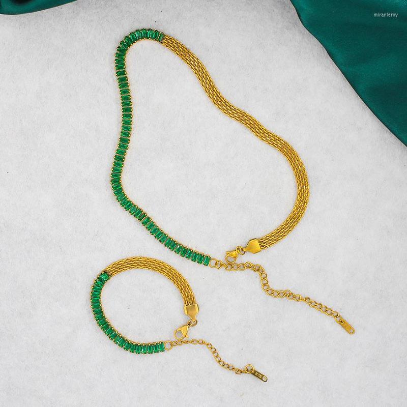 Chains 6mm Charm Mesh Choker Necklace White Green Zircon Inlaid Collar Stainless Steel Jewelry Exquisite Chain For Women YS119
Chains 6mm Charm Mesh Choker Necklace White Green Zircon Inlaid Collar Stainless Steel Jewelry Exquisite Chain For Women YS119