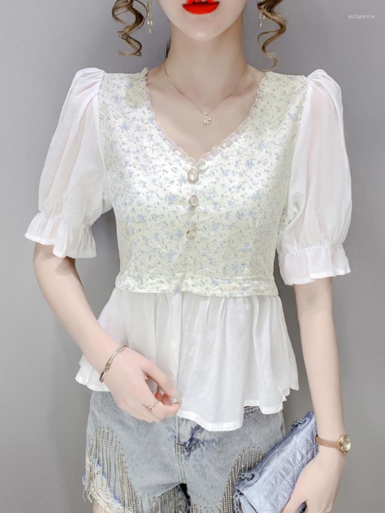 Women' Blouses Print Top Women V Neck Patchwork Femme Sweet Blouse Womens 2022 Summer Fashion Woman Clothes Short Sleeve Blusas Mujer, Blue
Women' Blouses Print Top Women V Neck Patchwork Femme Sweet Blouse Womens 2022 Summer Fashion Woman Clothes Short Sleeve Blusas Mujer, Blue