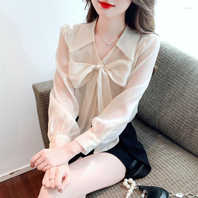 Women' Blouses Chiffon Shirt For Women Summer 2022 In White Long Sleeve Fashion Korean Slim Fit Bow Tops Casual V-Neck Clothing, Beige
Women' Blouses Chiffon Shirt For Women Summer 2022 In White Long Sleeve Fashion Korean Slim Fit Bow Tops Casual V-Neck Clothing, Beige