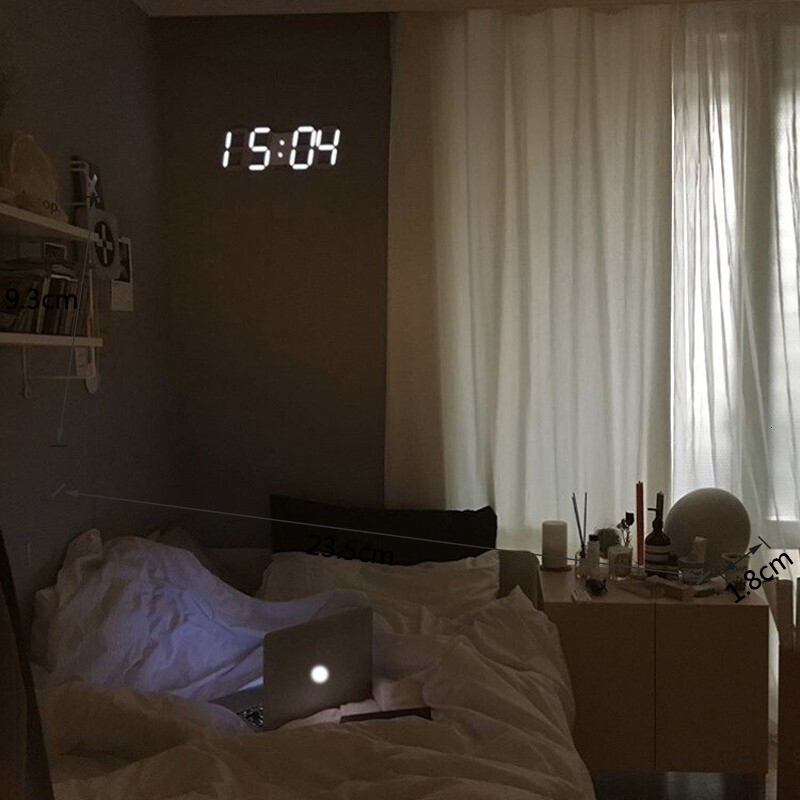 Wall Clocks 3D LED Digital wall deco Glowing Night Mode Adjustable Electronic Table decoration living room 221203