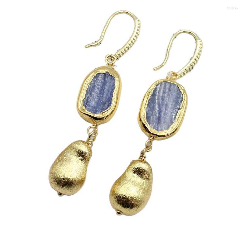 Dangle Earrings GuaiGuai Jewelry Natural Blue Kyanites Real Stone Gold Color Plated Egg Brushed Beads CZ Pave Hook For Women
Dangle Earrings GuaiGuai Jewelry Natural Blue Kyanites Real Stone Gold Color Plated Egg Brushed Beads CZ Pave Hook For Women