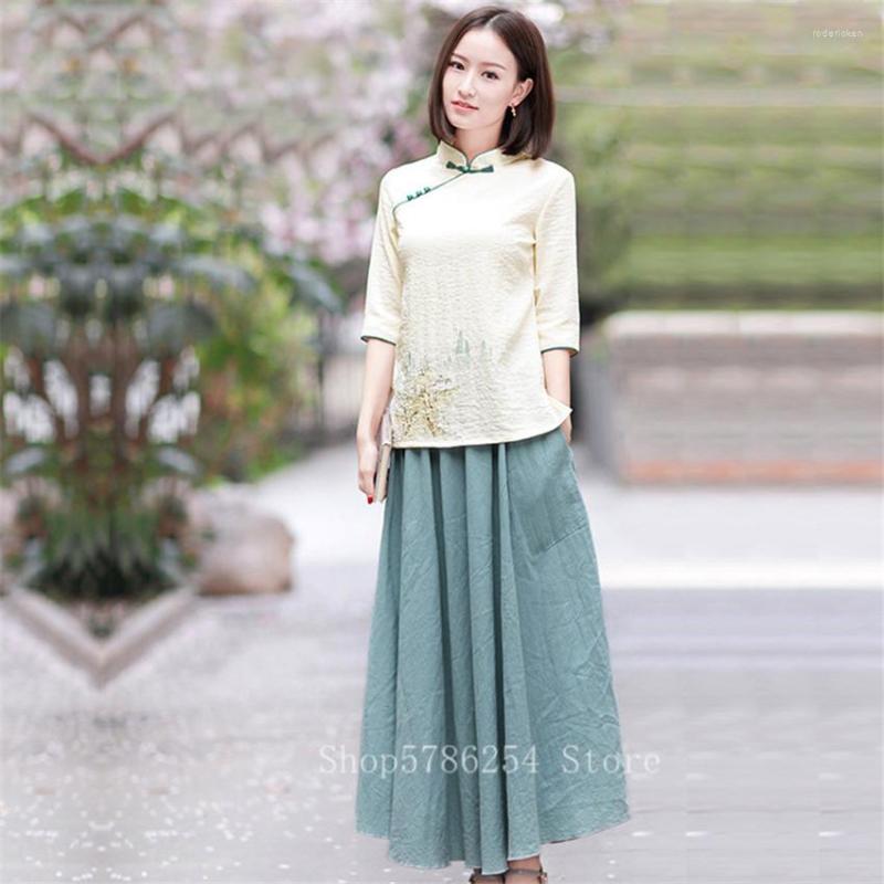 Ethnic Clothing Women Traditional Chinese Style Qipao Dress Vintage Embroidery Top Shirt Elegant Linen Summer Skirt Oriental Costume Tang
Ethnic Clothing Women Traditional Chinese Style Qipao Dress Vintage Embroidery Top Shirt Elegant Linen Summer Skirt Oriental Costume Tang