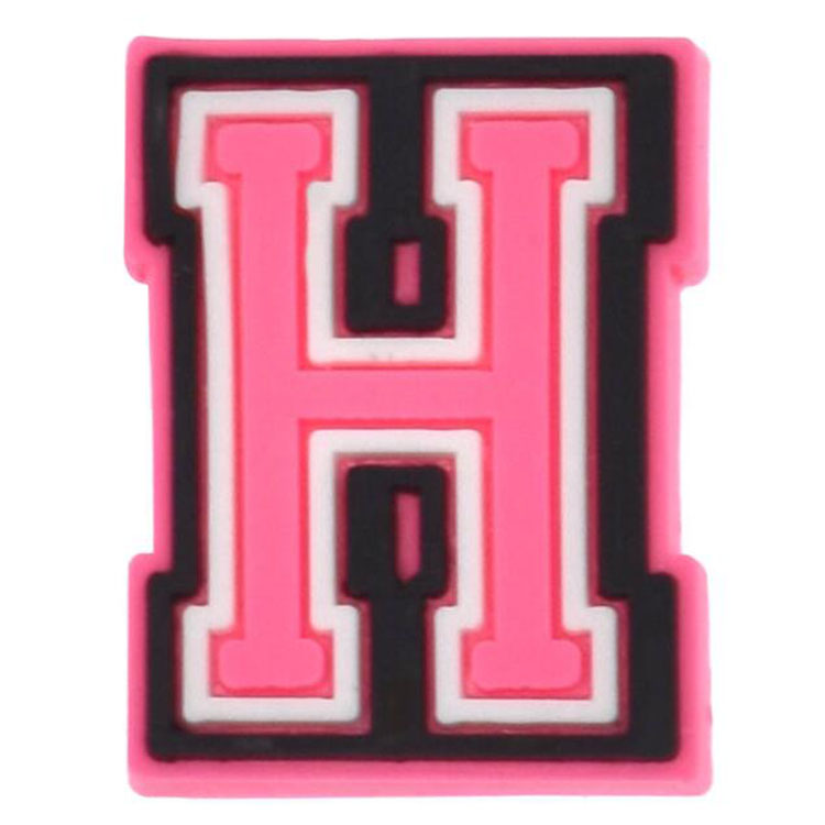 DIY custom English letter garden shoe charms pvc pink soft rubber decoration buckle for clog bracelet wristband charm