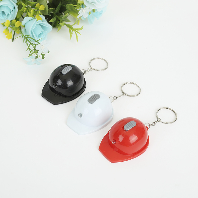 Creative Safety Hat Bottle Opener Keychain Flashlight Keychain Pendant Promotional Gift Keyring Key Chain Custom Logo