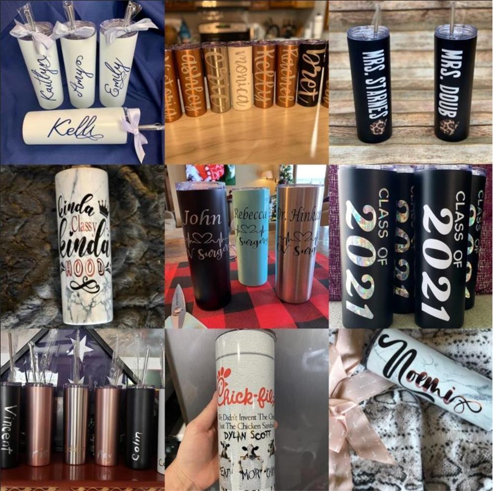 US Stock 20oz STRAIGHT Water Bottles Blank Sublimation Slim Cup Coffee Mugs with Lid and Plastic Straw Beer Tumblers 25pc/Carton