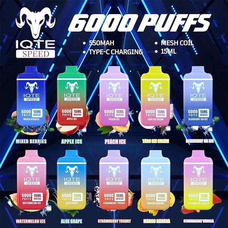 Authentic IQTE speed Disposable E cigarettes 6000 Puffs Vape Pen rechargeable 550mAh Battery 15ml Pre-filled Mesh Coil Cartridge Vapor Kit
Authentic IQTE speed Disposable E cigarettes 6000 Puffs Vape Pen rechargeable 550mAh Battery 15ml Pre-filled Mesh Coil Cartridge Vapor Kit