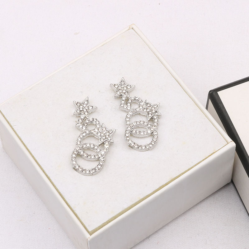 Fashion stud earrings woman Luxury designer diamond earring Chic letters jewelry women 18k plated Crystal Rhinestones Valentine Wedding Gifts Wholesale 2022