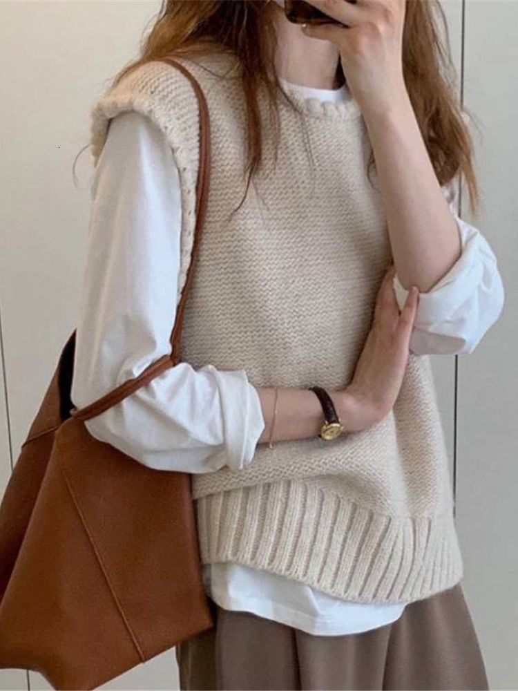 Women' Vests Korean Sweater Vest Women Oneck Solid Autumn Fashionable Female Leisure Knitwear Preppy Style Loose Soft Sweaters Tops 221202, Gray
Women' Vests Korean Sweater Vest Women Oneck Solid Autumn Fashionable Female Leisure Knitwear Preppy Style Loose Soft Sweaters Tops 221202, Gray