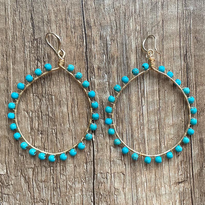Dangle Earrings 4Unik Top Sell Turquoise Beaded Natural Stone Bohemian Big Circle Bold Jewelry Drop Store 4UN-E025
Dangle Earrings 4Unik Top Sell Turquoise Beaded Natural Stone Bohemian Big Circle Bold Jewelry Drop Store 4UN-E025