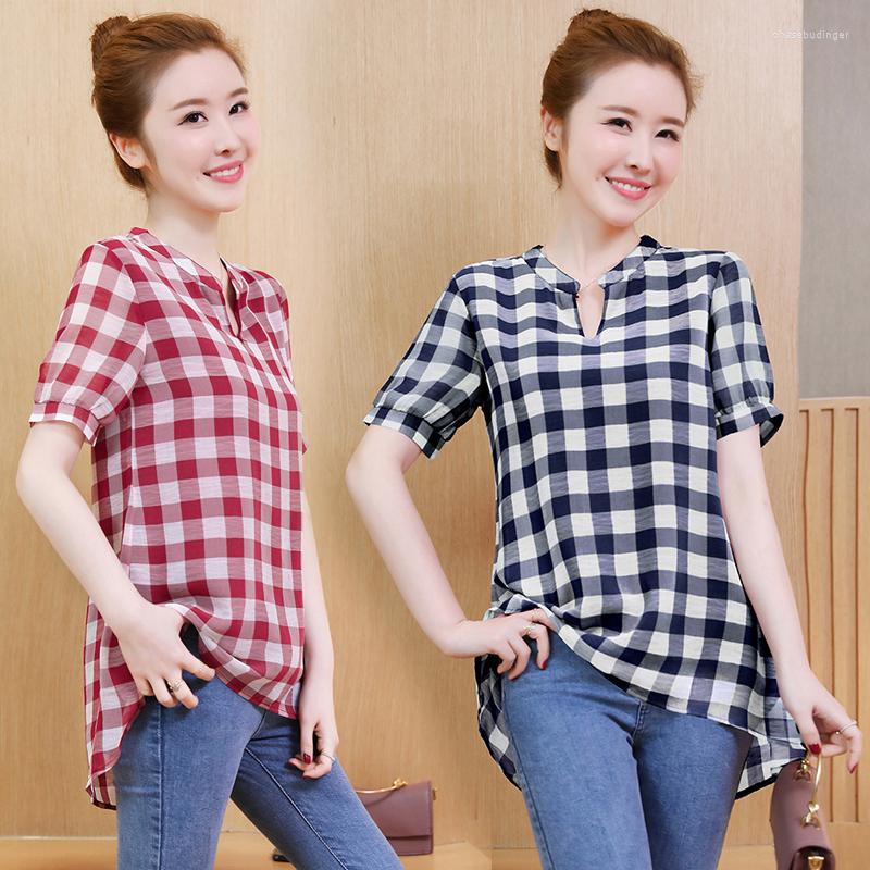 Women's T Shirts 2022 Spring Summer T-shirt Fashion Women's Tee V-neck Long Sleeve / Short Plaid Female Casual Tops, Blue short sleeve
Women's T Shirts 2022 Spring Summer T-shirt Fashion Women's Tee V-neck Long Sleeve / Short Plaid Female Casual Tops, Blue short sleeve