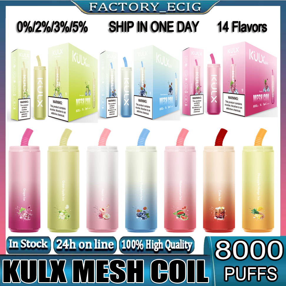 Original Kulx Mesh Coil Puff 8000 Disposable Vape Pen 18ml Big Pods Cartridge 850mAh Rechargeable Battery Vaporizer 14 Flavors VS Lost Marry
Original Kulx Mesh Coil Puff 8000 Disposable Vape Pen 18ml Big Pods Cartridge 850mAh Rechargeable Battery Vaporizer 14 Flavors VS Lost Marry